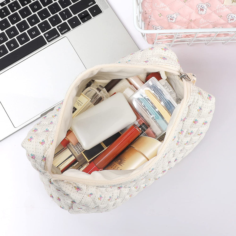 Sightor cotton makeup bag beige travel setup suggests ready to pack companion