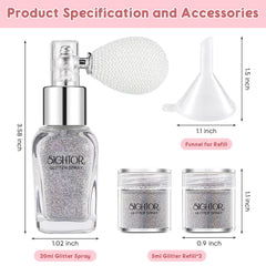 Sightor glitter bottle with unique nozzle enables easy, even application