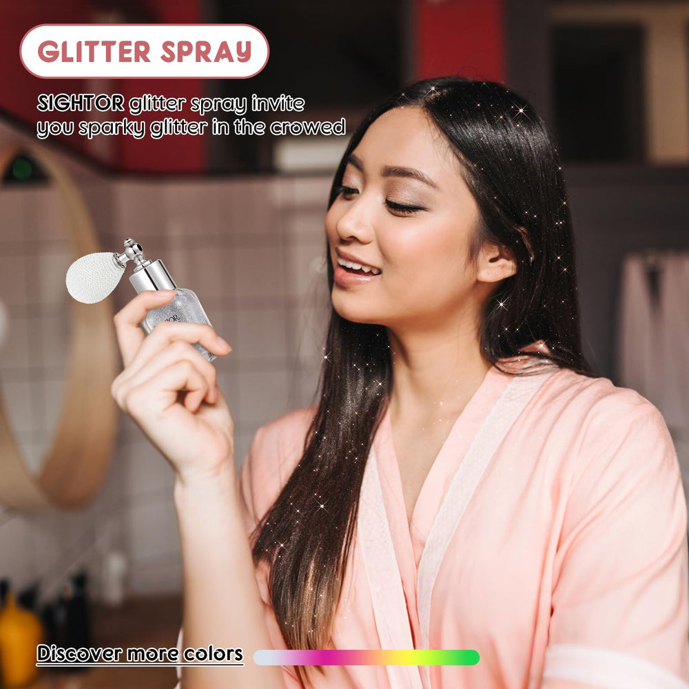 Sightor glitter on face adds radiant highlight with light-reflective glow