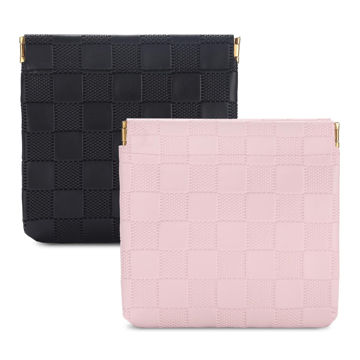 Sightor two-pcs small makeup bag set in black and pink for on-the-go organization