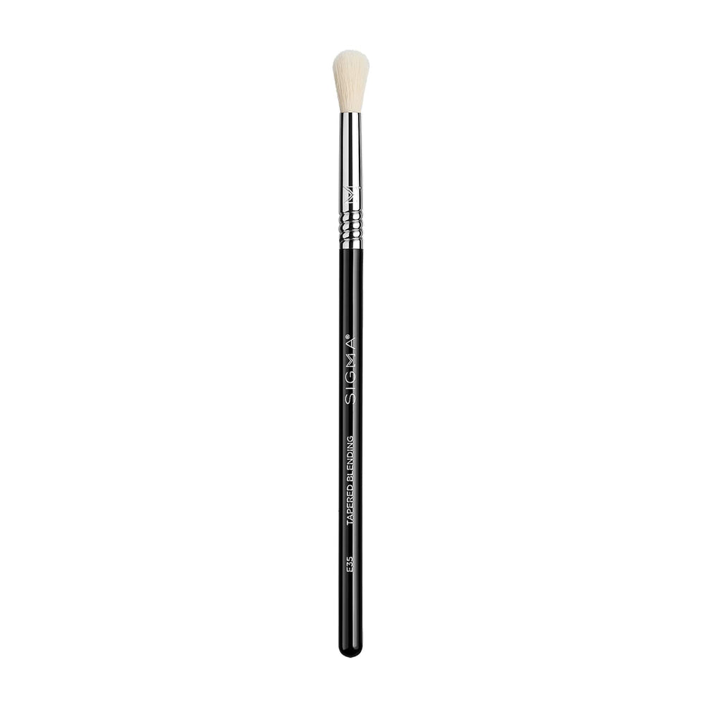 Sigma Beauty E35 tapered blending brush crease close-up for seamless transition shades.