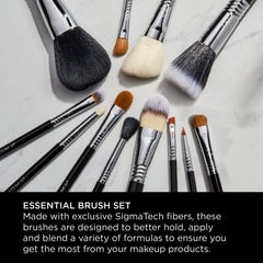 Sigma Beauty Essential eyes brushes close-up demonstrating precise blending for professional looks.