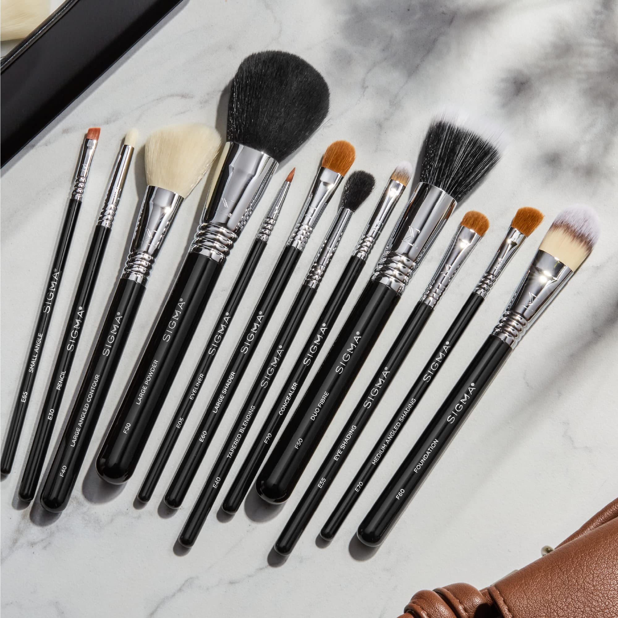 Sigma Beauty Essential face brushes close-up reveal sturdy handles and precise application.