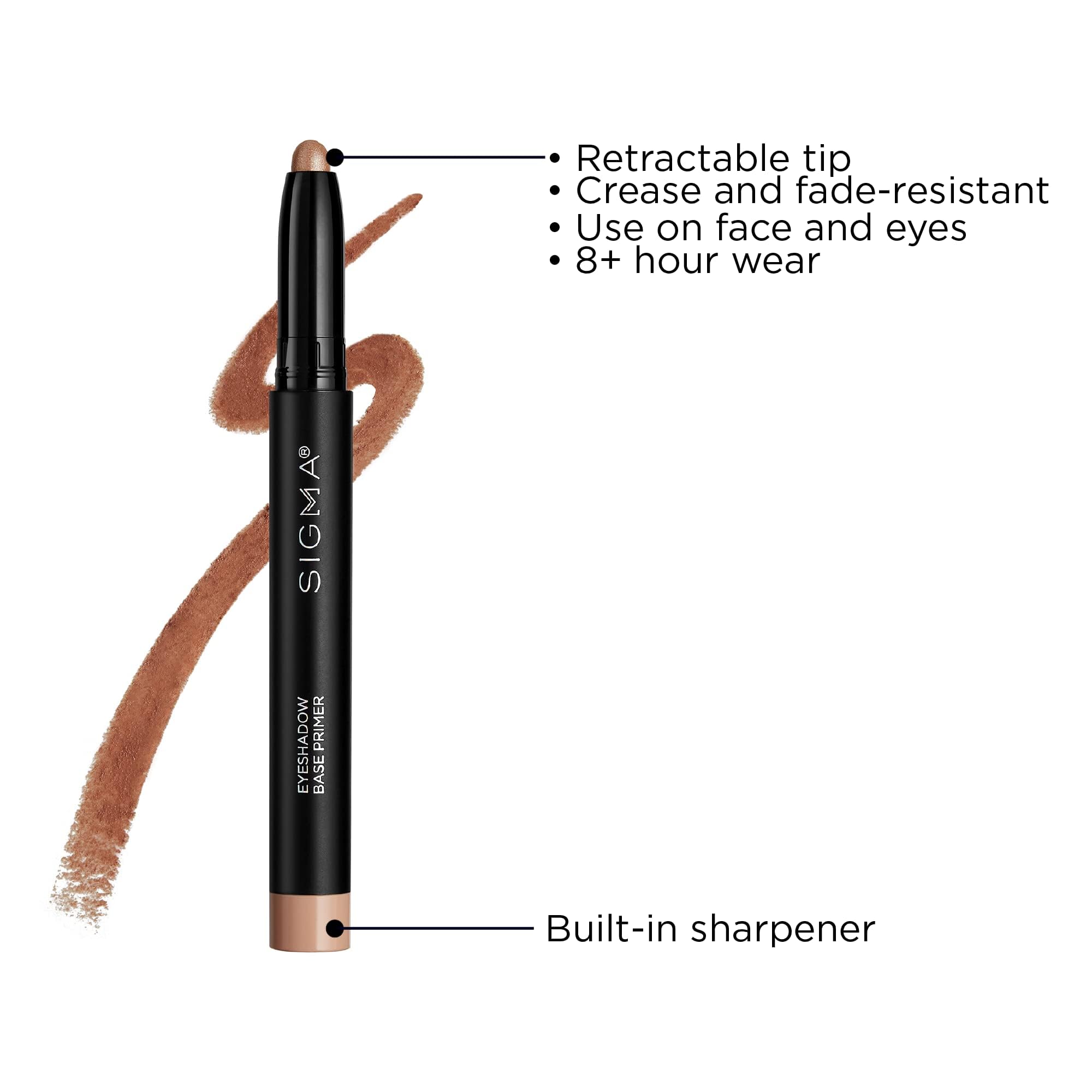 Sigma Beauty Eyeshadow Primer Base light-pink beige matte on eyelid.