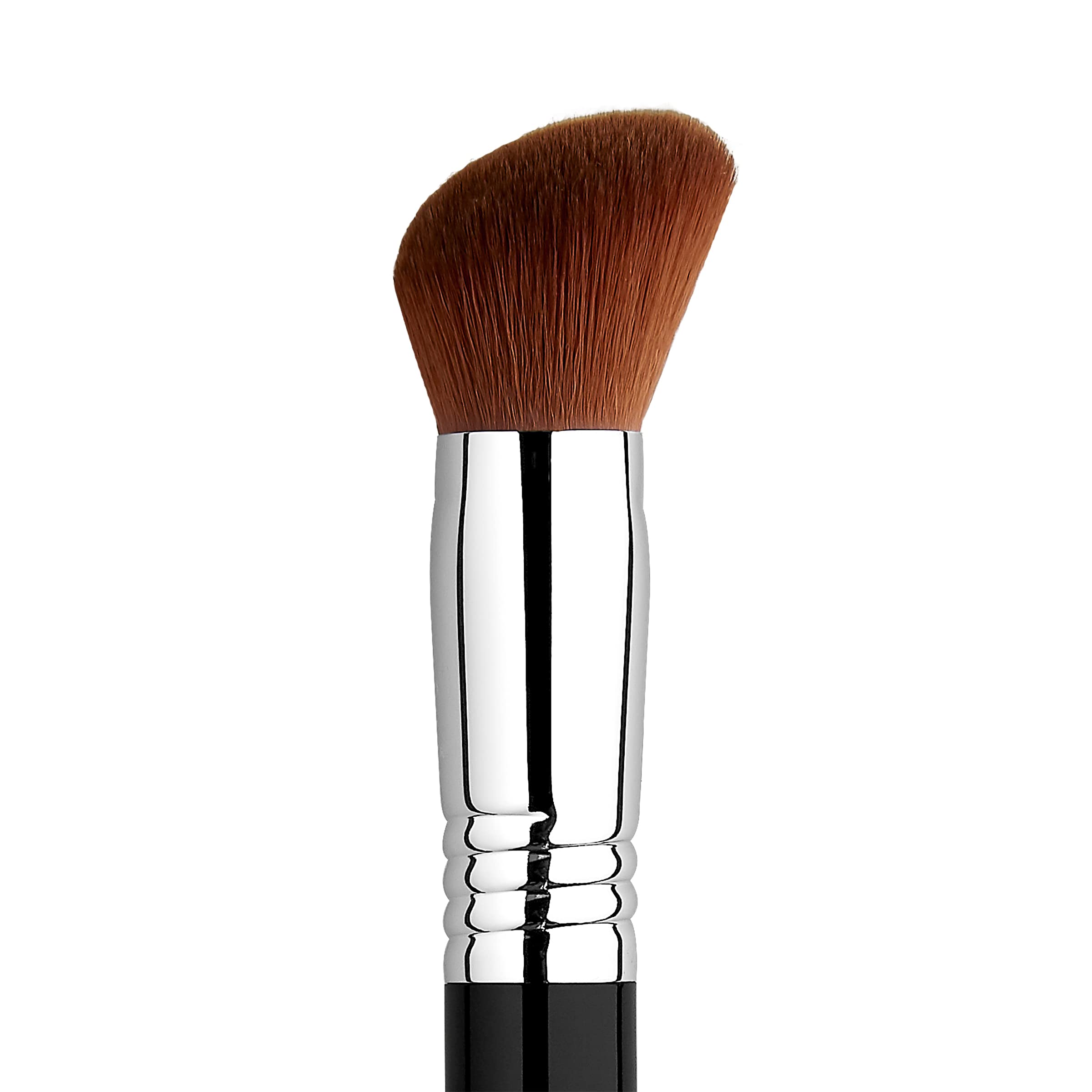Sigma Beauty F47 Multitasker contour brush creates defined cheekbones with bronzer.