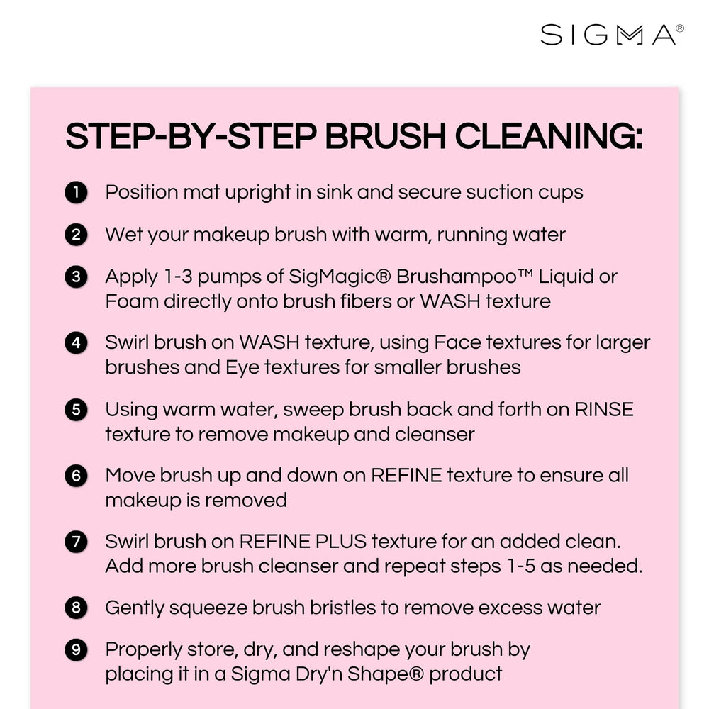 Sigma Beauty brush in use with Sigma Spa Express mat and brush shampoo