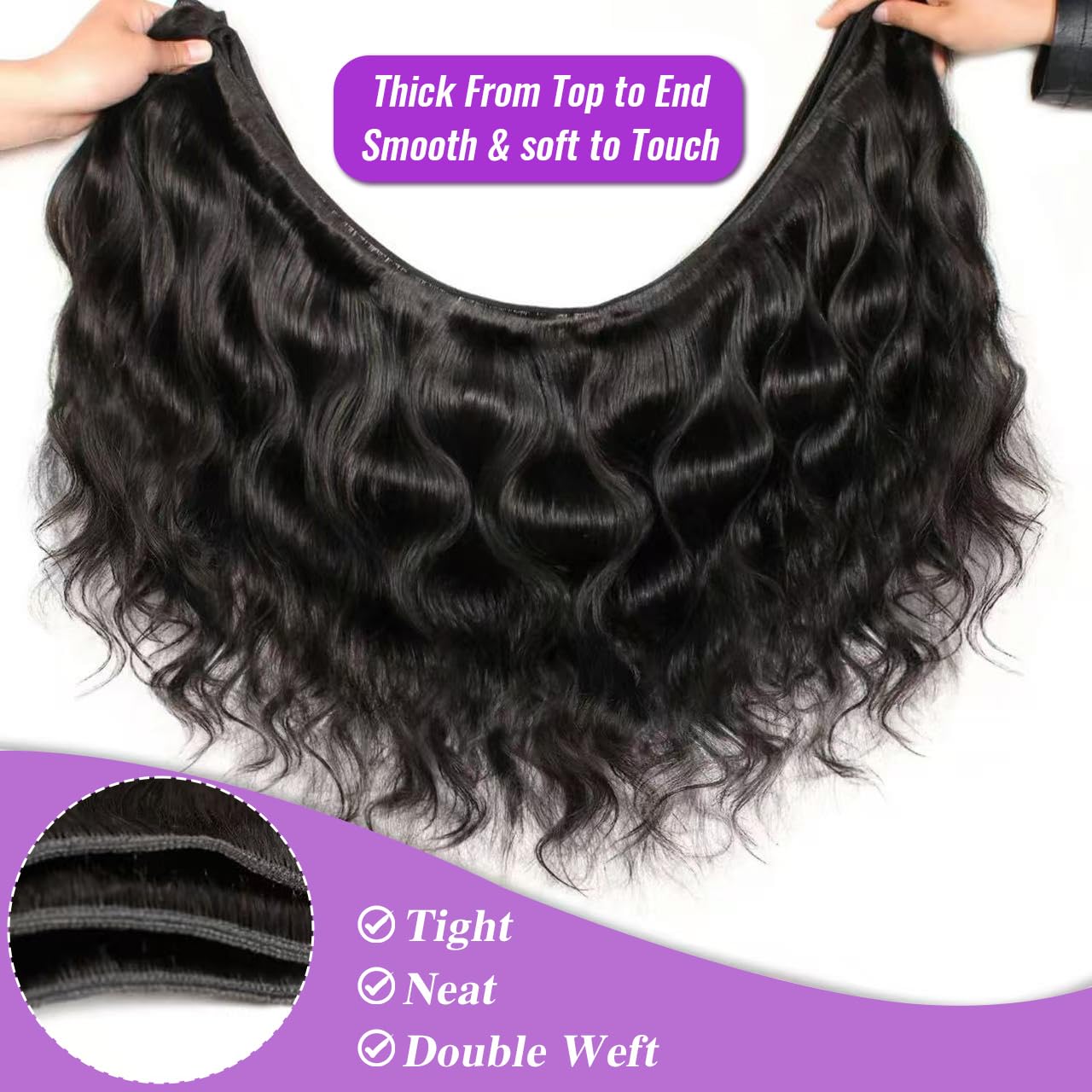 Silaiya 12A body wave bundles 18inch natural black ready for styling.