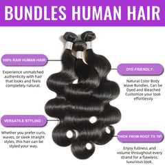 Silaiya 12A body wave bundles 20inch natural black for fuller volume.