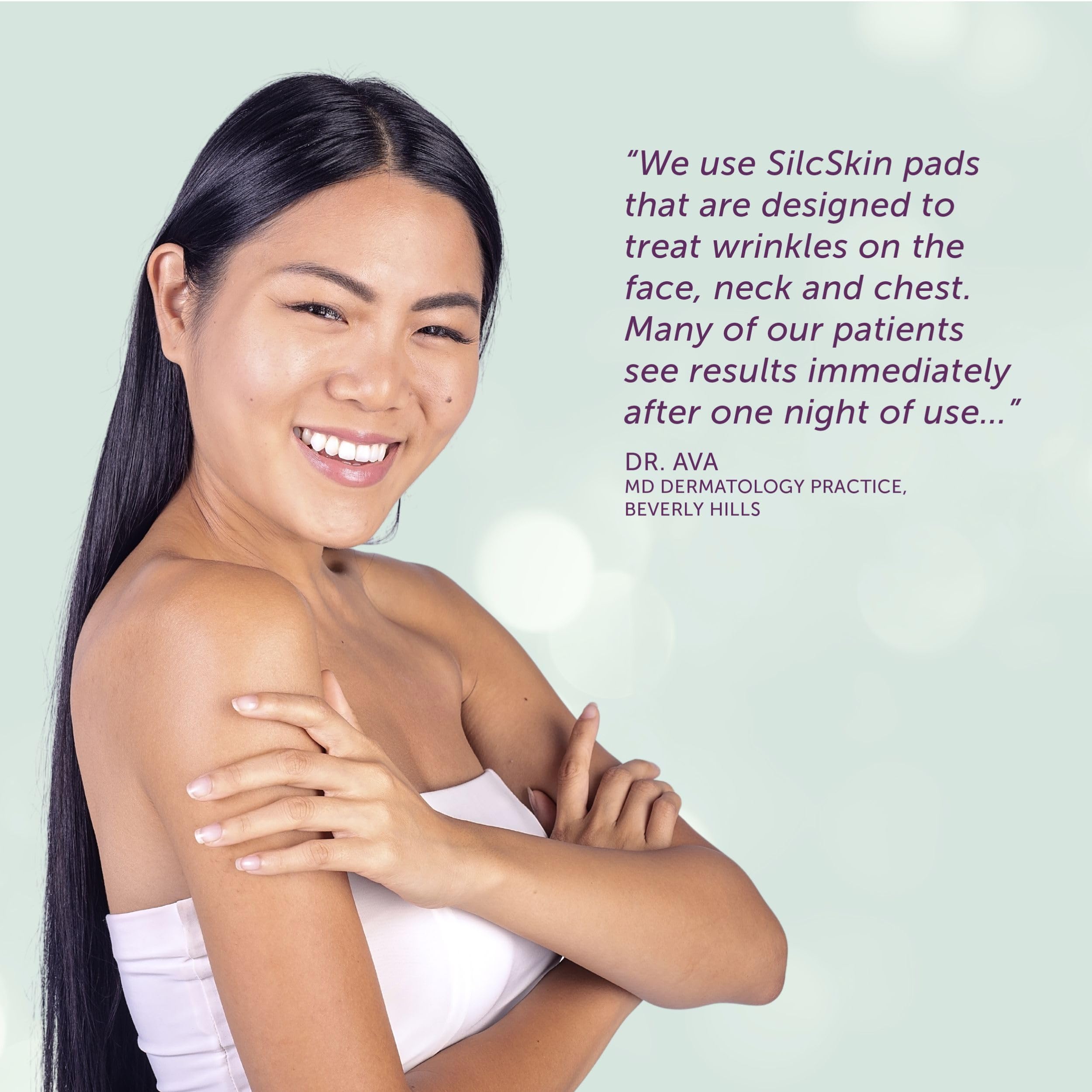 Silc Skin Decollette Pad over creams absorption shows enhanced product uptake and hydration.