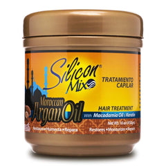 Silicon Mix Argan Oil Treatment bottle delivers deep conditioning for shine and manageability on all hair types.