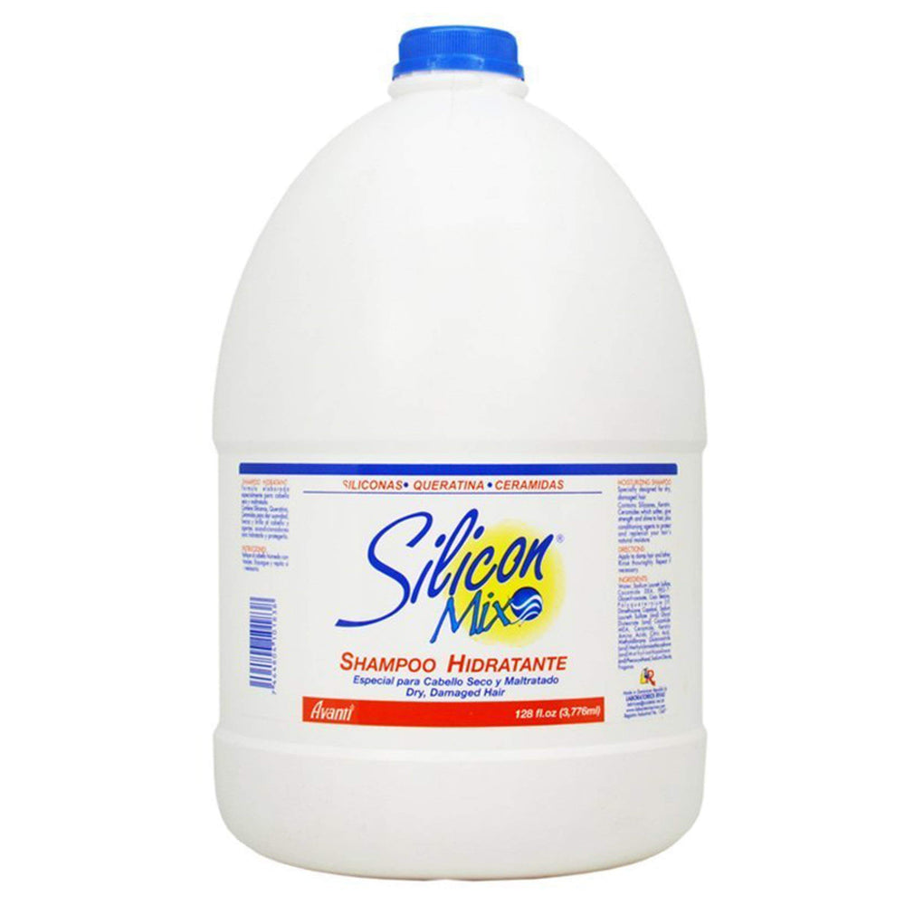 Silicon Mix Hydrating Shampoo bottle highlights moisture-rich formula for dry or damaged hair.