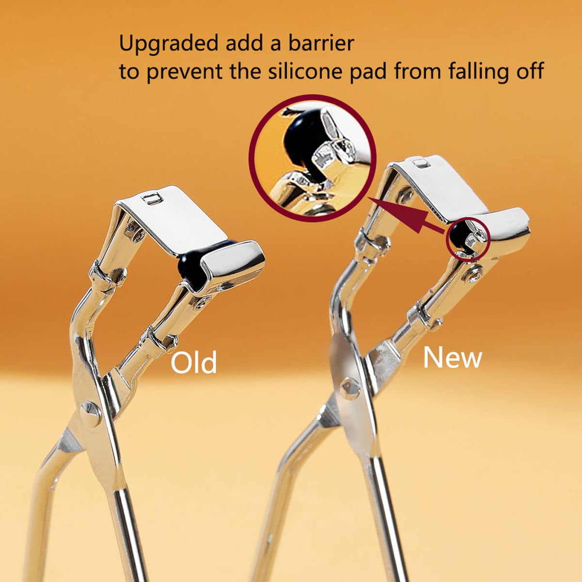 Silicone Eyelash Curler sturdy metal hinge ensures durability.