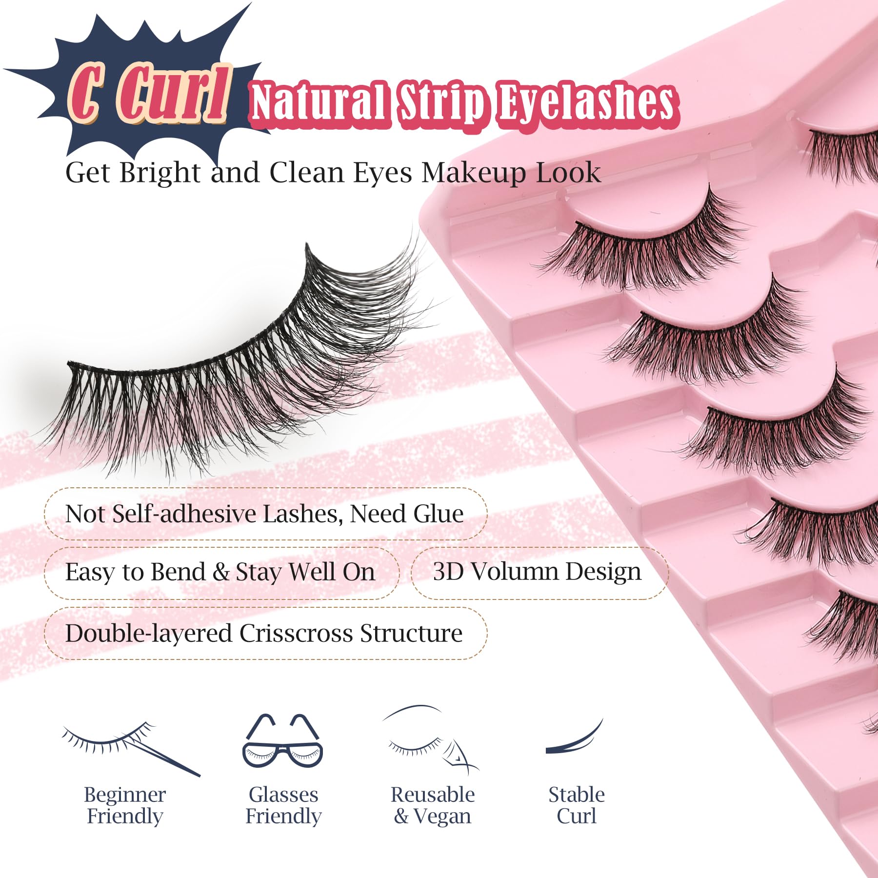 Siligli flat-band lashes blend naturally for quick, seamless makeup application