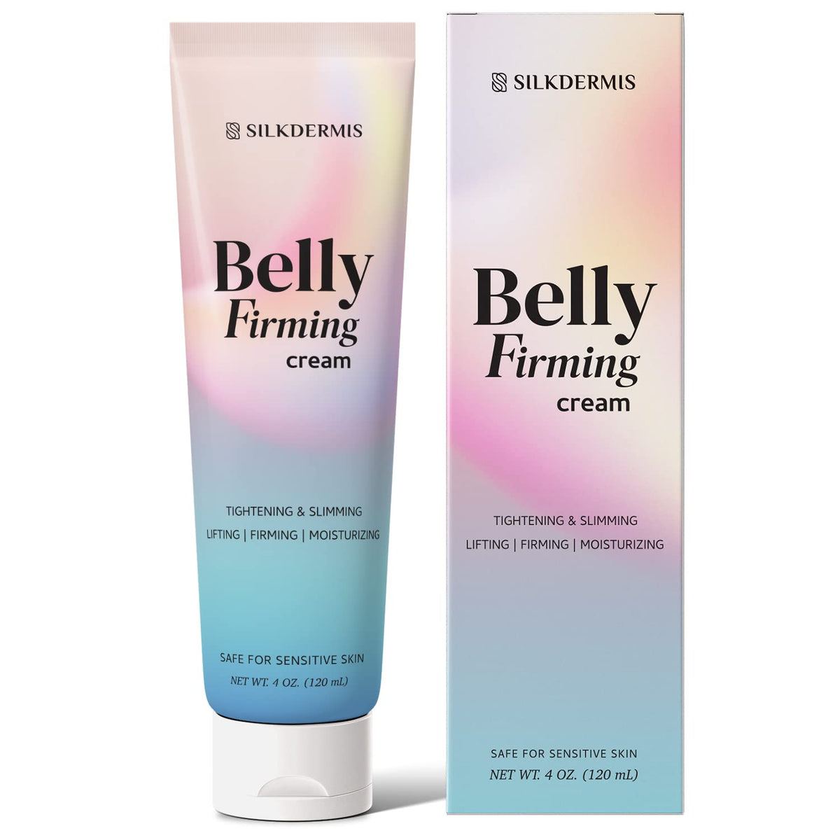 SILKDERMIS B Flat Belly Firming Cream tube front for firmer-looking skin