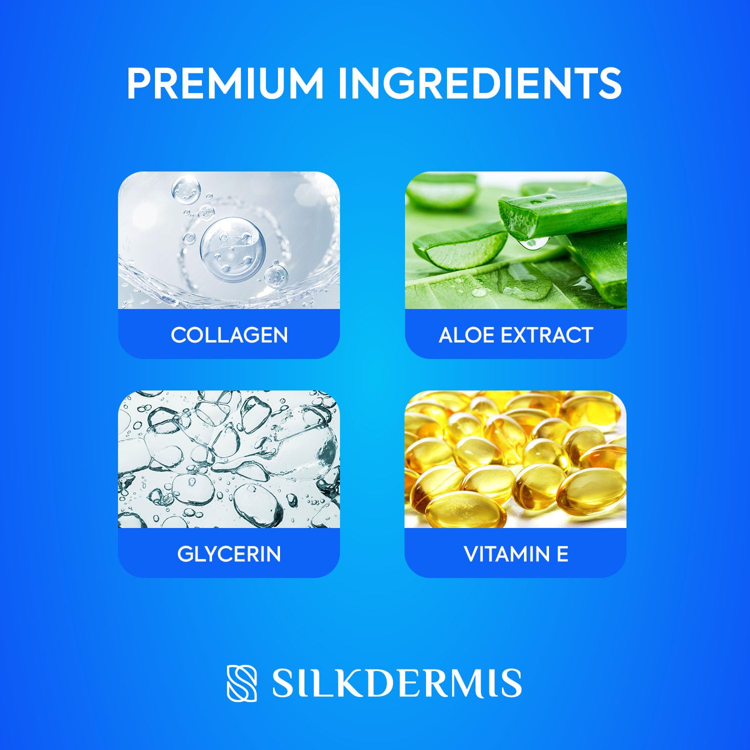 SILKDERMIS skin-hydration image shows patch-on application promoting skin hydration.