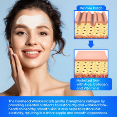 SILKDERMIS vitamin-e-detail patch close-up suggests nourishment for smoother, moisturized forehead skin.