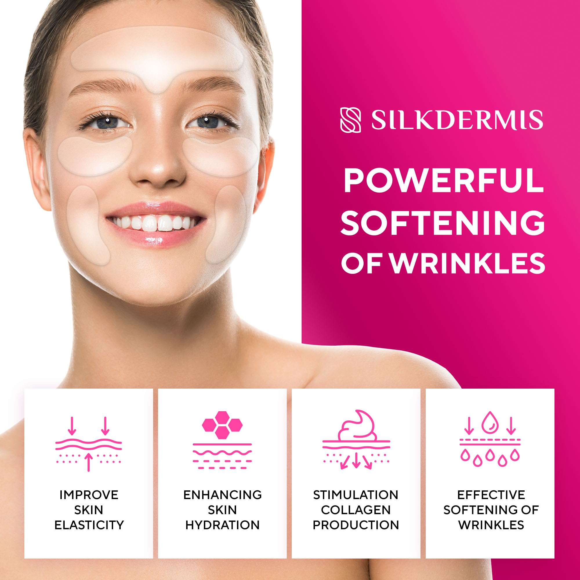 SILKDERMIS overnight-use silicone patch rests gently on skin
