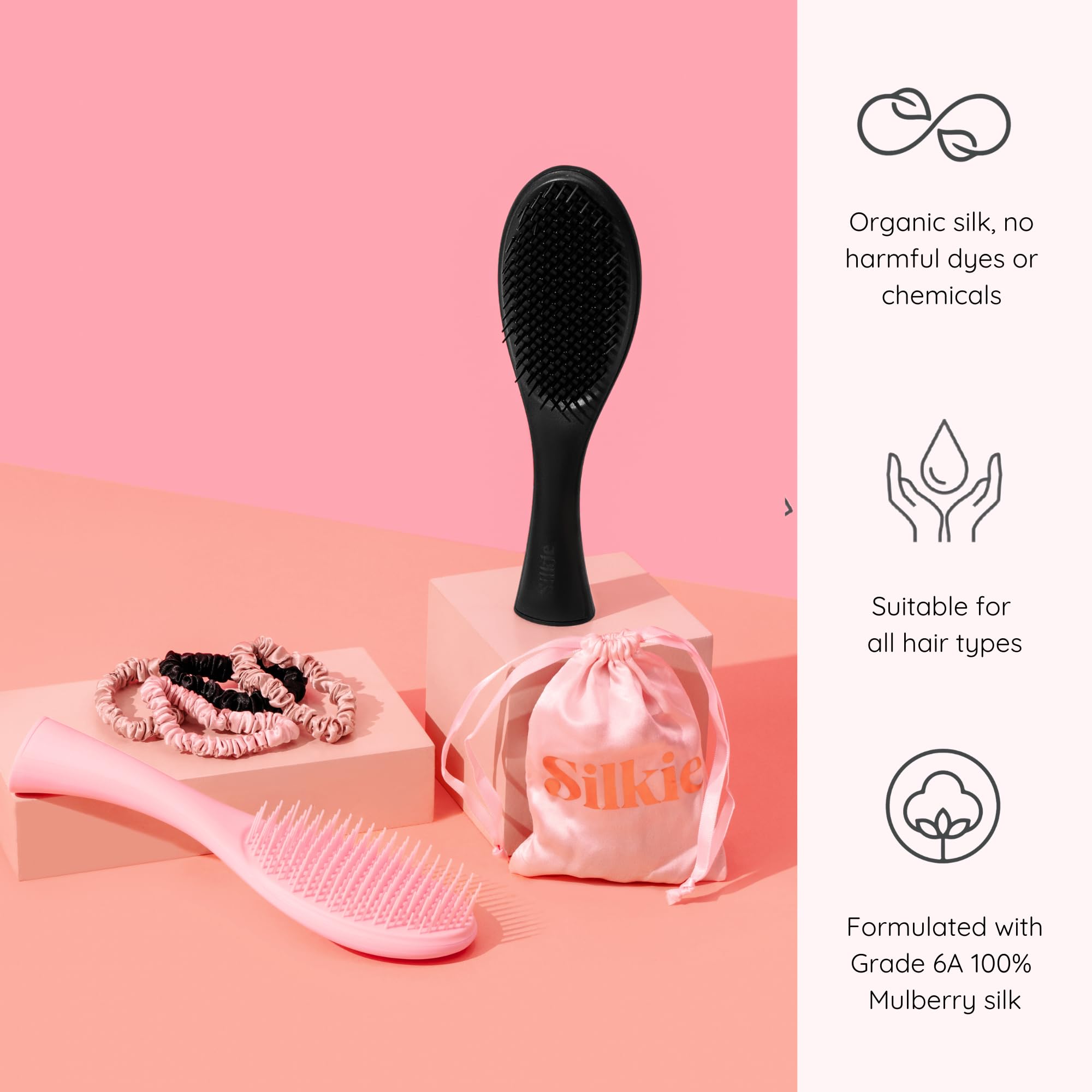 Silkie x4 set packaging display with four color scrunchies