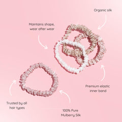 Silkie x4 set skinny scrunchies pink nude tones for everyday styling