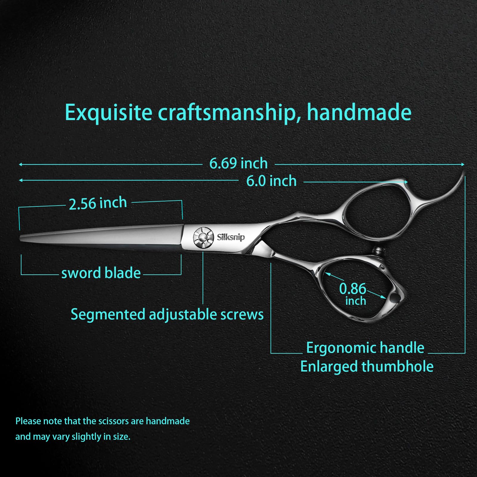 Silksnip barber shears ergonomic handles for comfortable, fatigue-free long sessions.