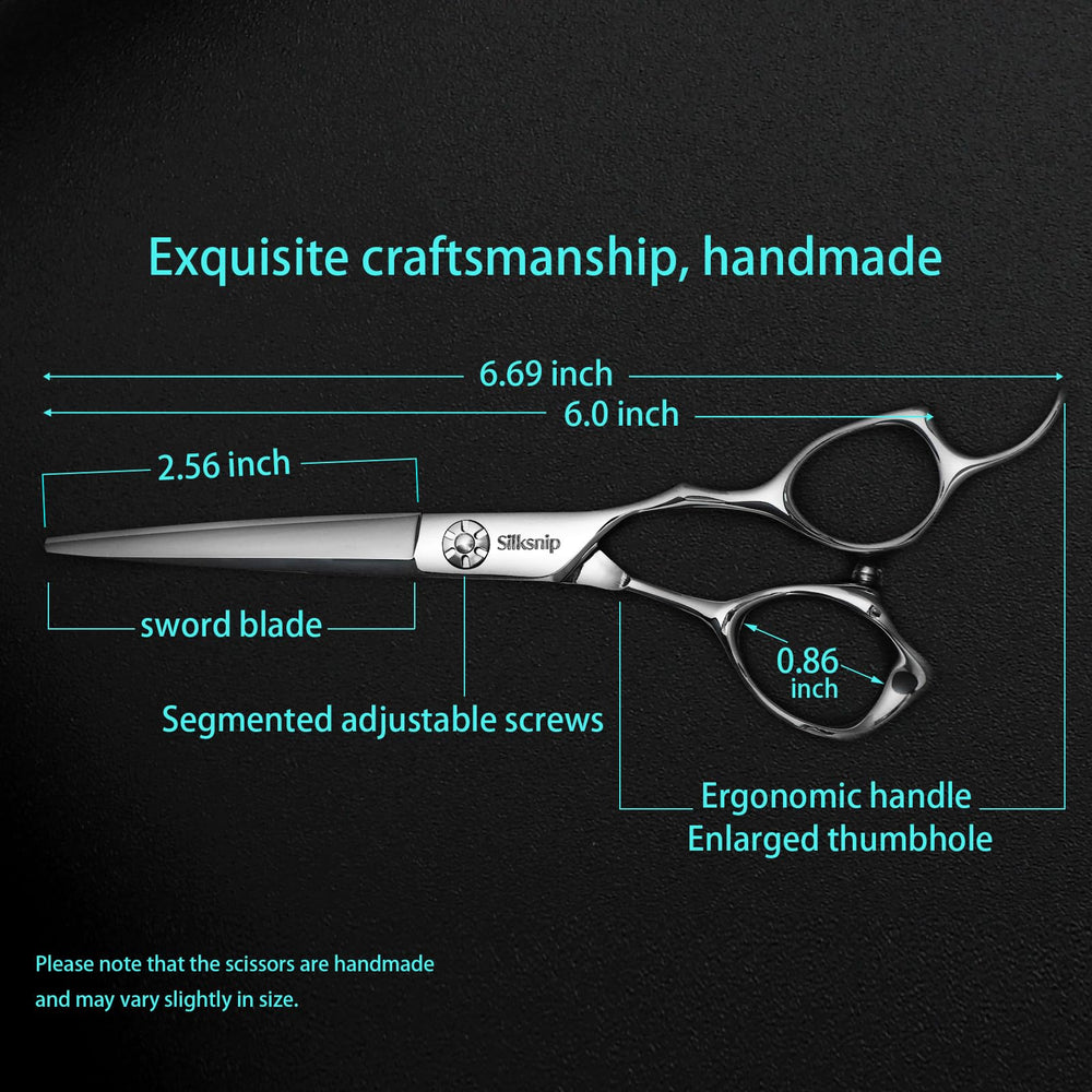 Silksnip barber shears ergonomic handles for comfortable, fatigue-free long sessions.