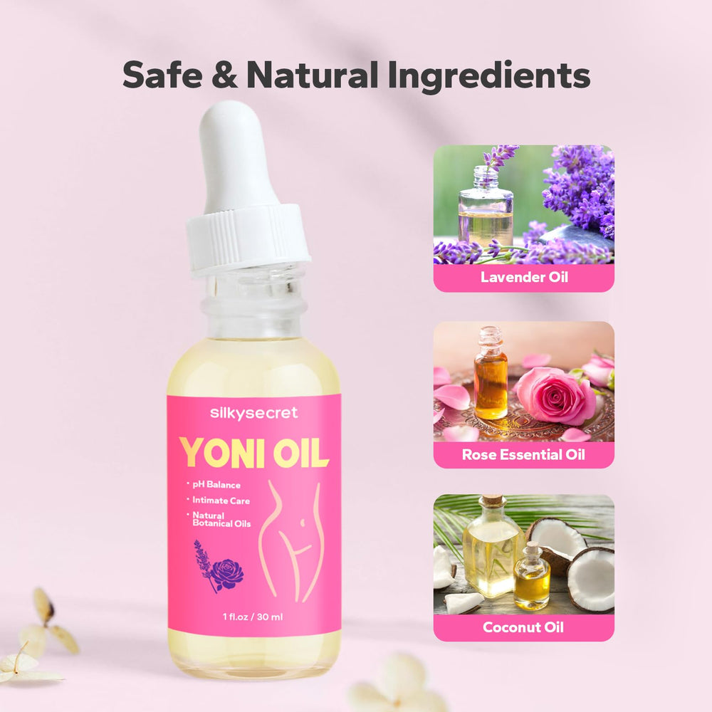 SilkySecret Yoni Oil natural ingredients emphasize skin-friendly formula.