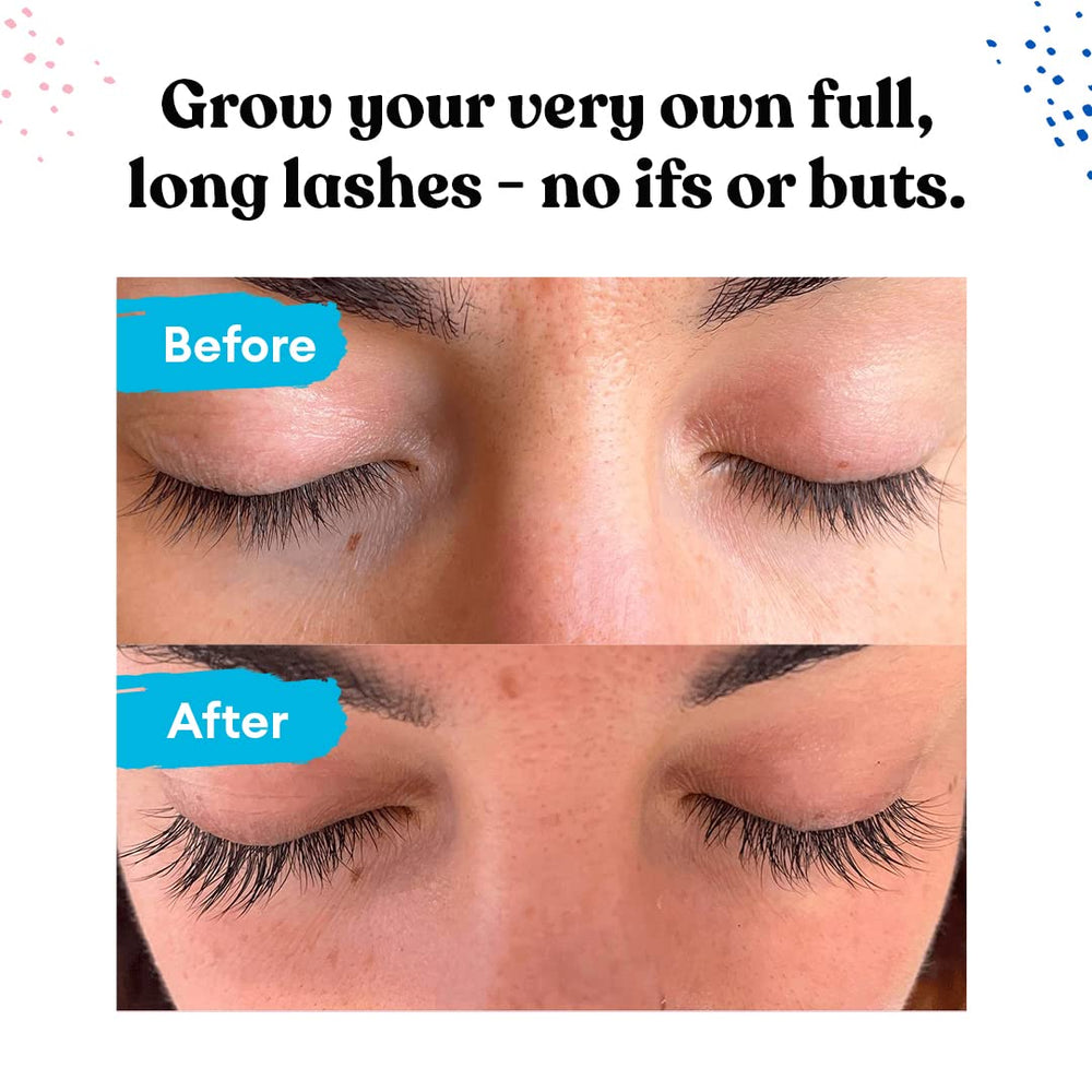 Silly George applicator brush applying serum to lashes for easier daily use.