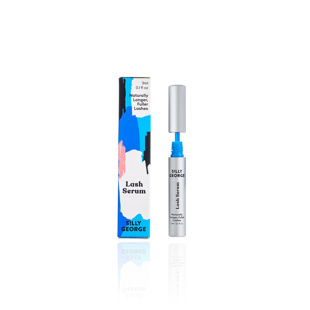 Silly George Eyelash Growth Serum bottle highlights premium formula for longer lashes.