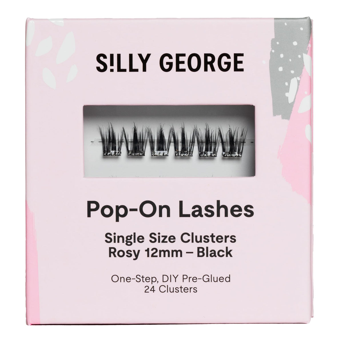 Silly George Pop-On Lashes 24 clusters pack close-up for natural lash enhancement