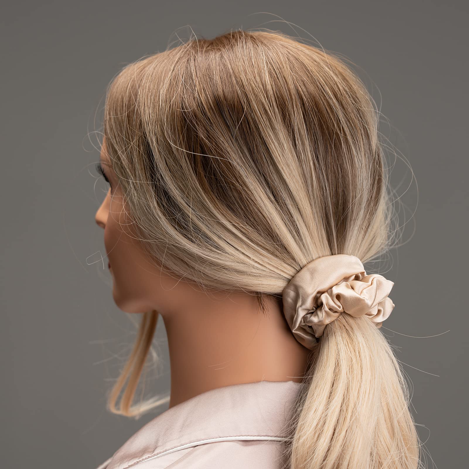 Silmer silk scrunchies bun-style demonstrates versatile hairstyle option