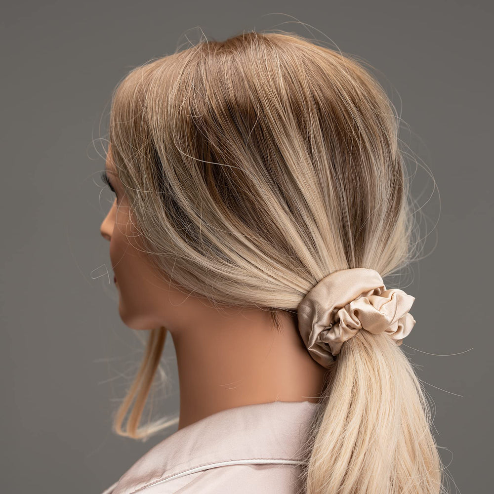 Silmer silk scrunchies bun-style demonstrates versatile hairstyle option