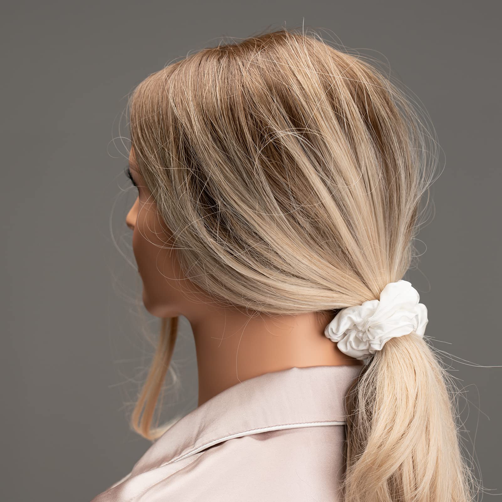Silmer Silk Scrunchies Bun wrap demonstrates elegant updo with minimal tension.