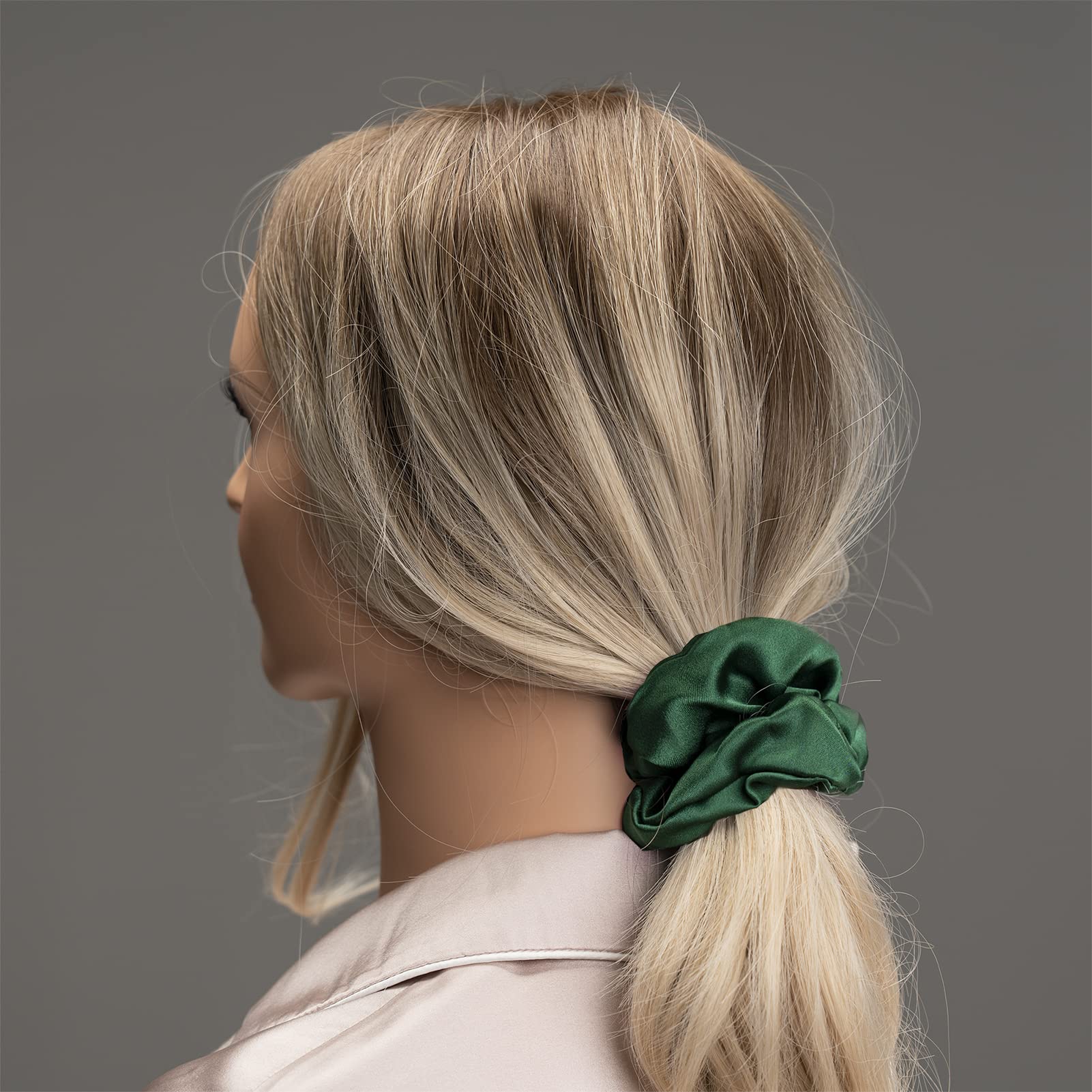 Silmer Silk Scrunchies texture close-up reveals smooth silk reducing friction on hair.