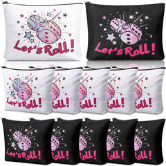 SilTriangle 12-pcs bunco makeup bags set with Lets Roll design for party favors.
