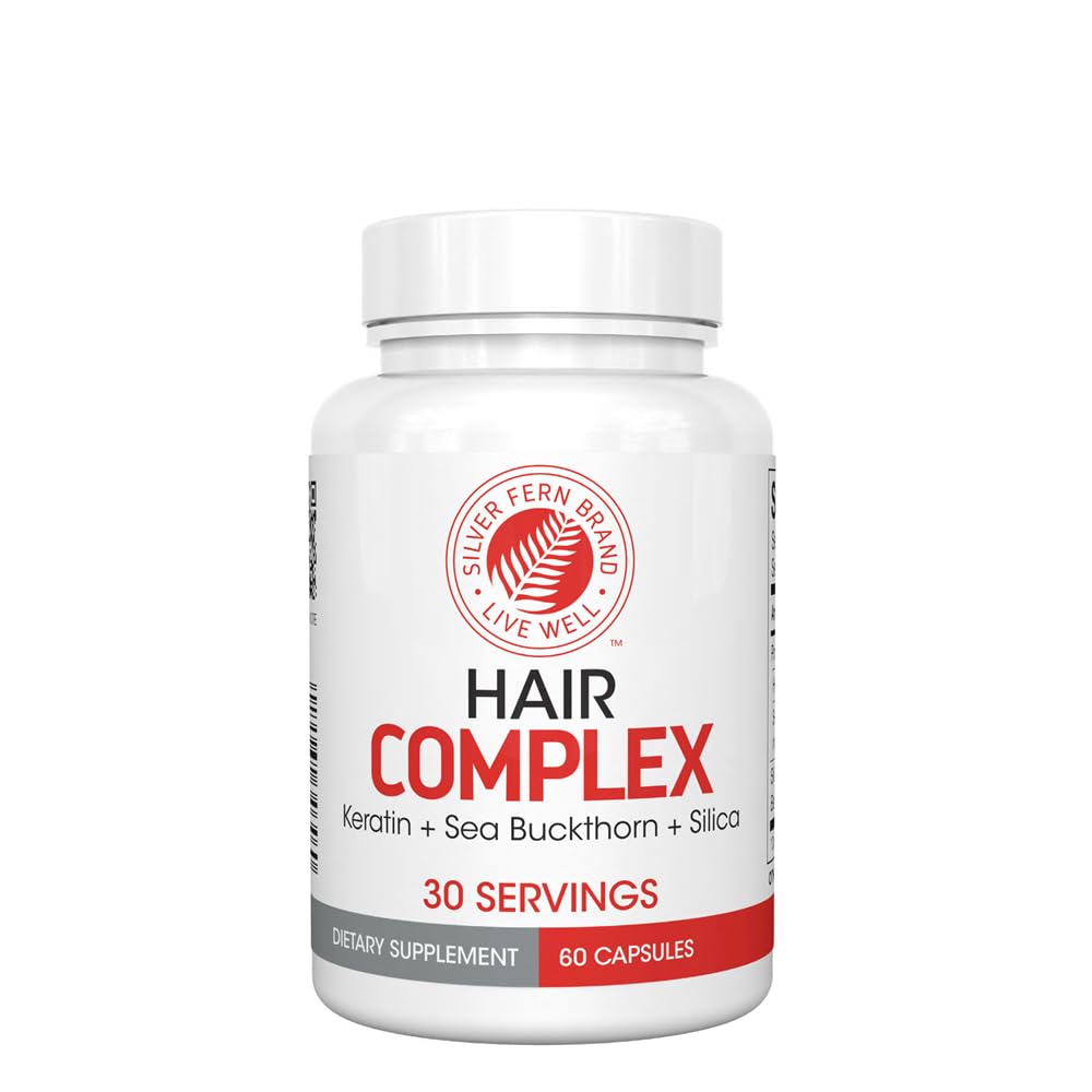 Complejo capilar Silver Fern: botella de 30 cápsulas para apoyo diario del cabello.