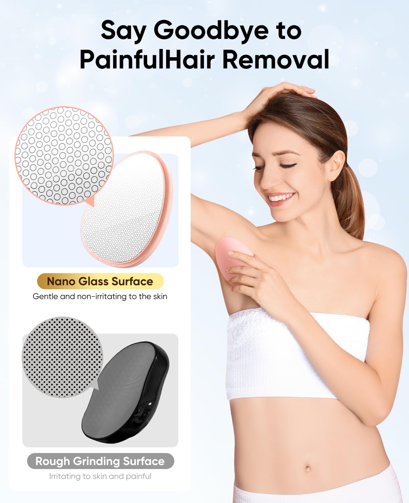 SILVLF Crystal Hair Eraser handheld in use for painless exfoliation and hair removal.