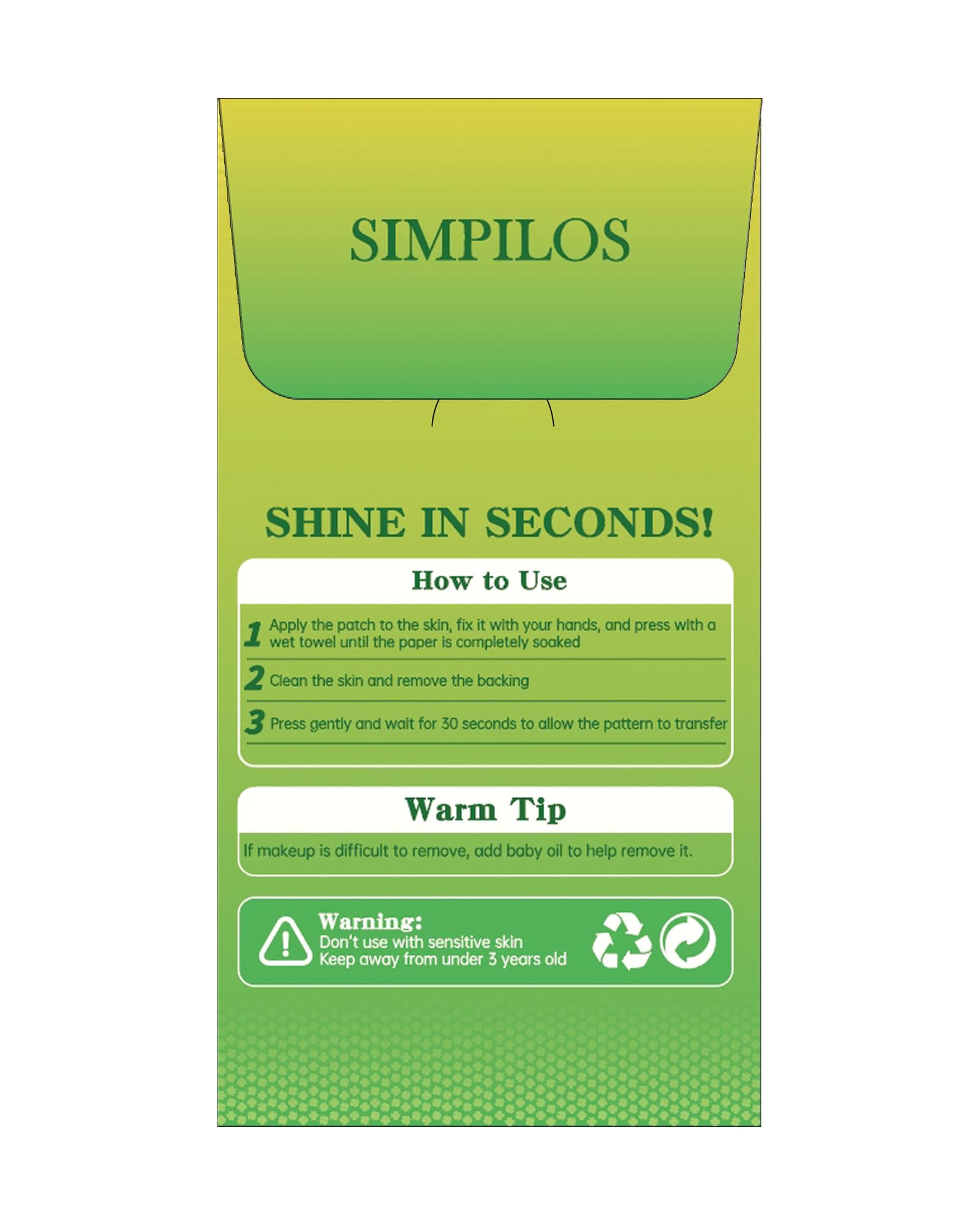 Simpilos Green Face Glitter dot design closeup highlights precise sparkle details.