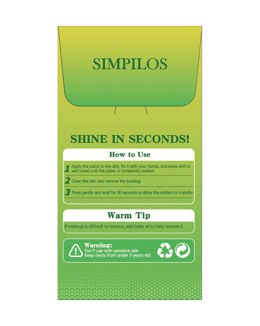 Simpilos Green Face Glitter dot design closeup highlights precise sparkle details.