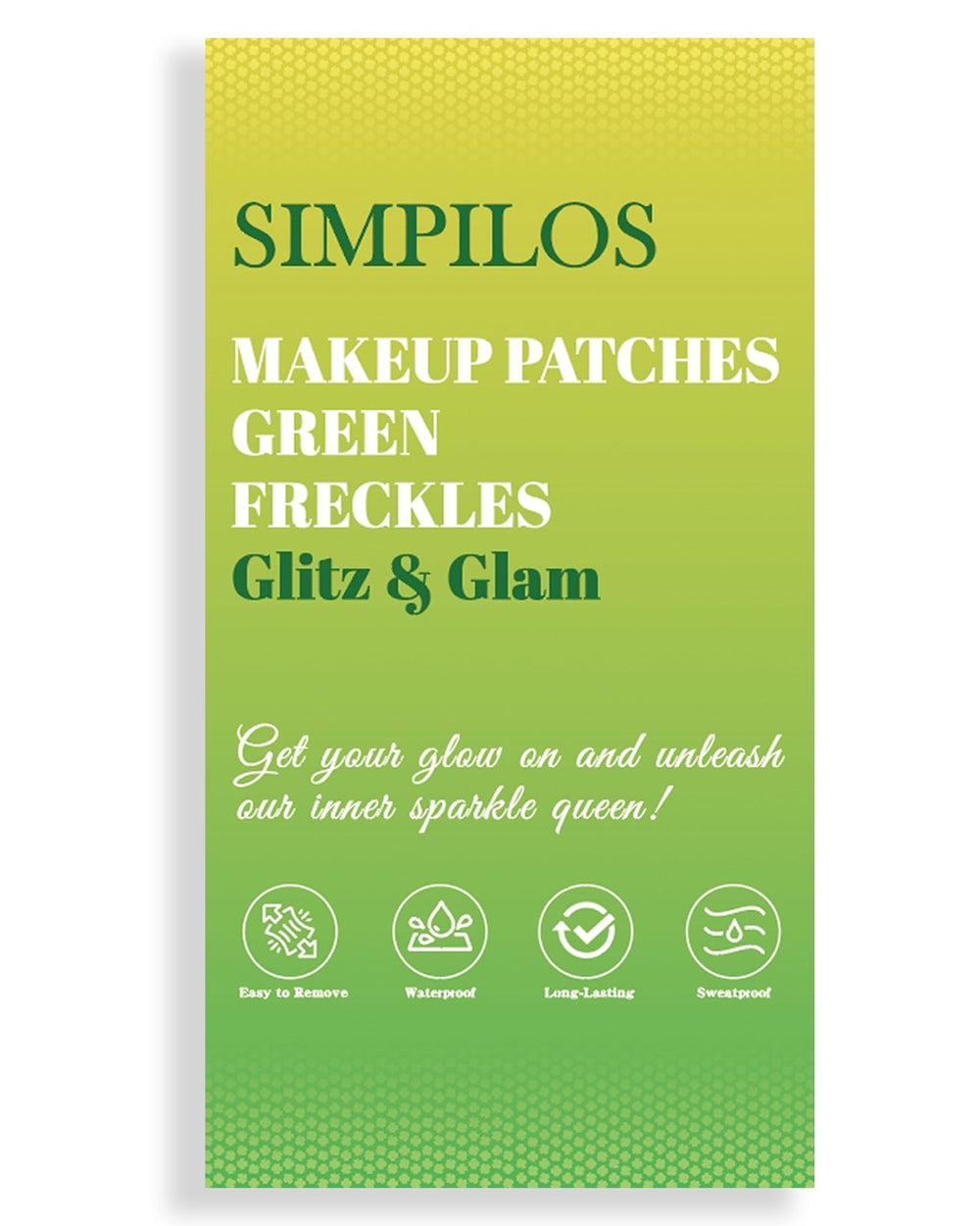 Simpilos Green Face Glitter gift-ready packaging for party favors.