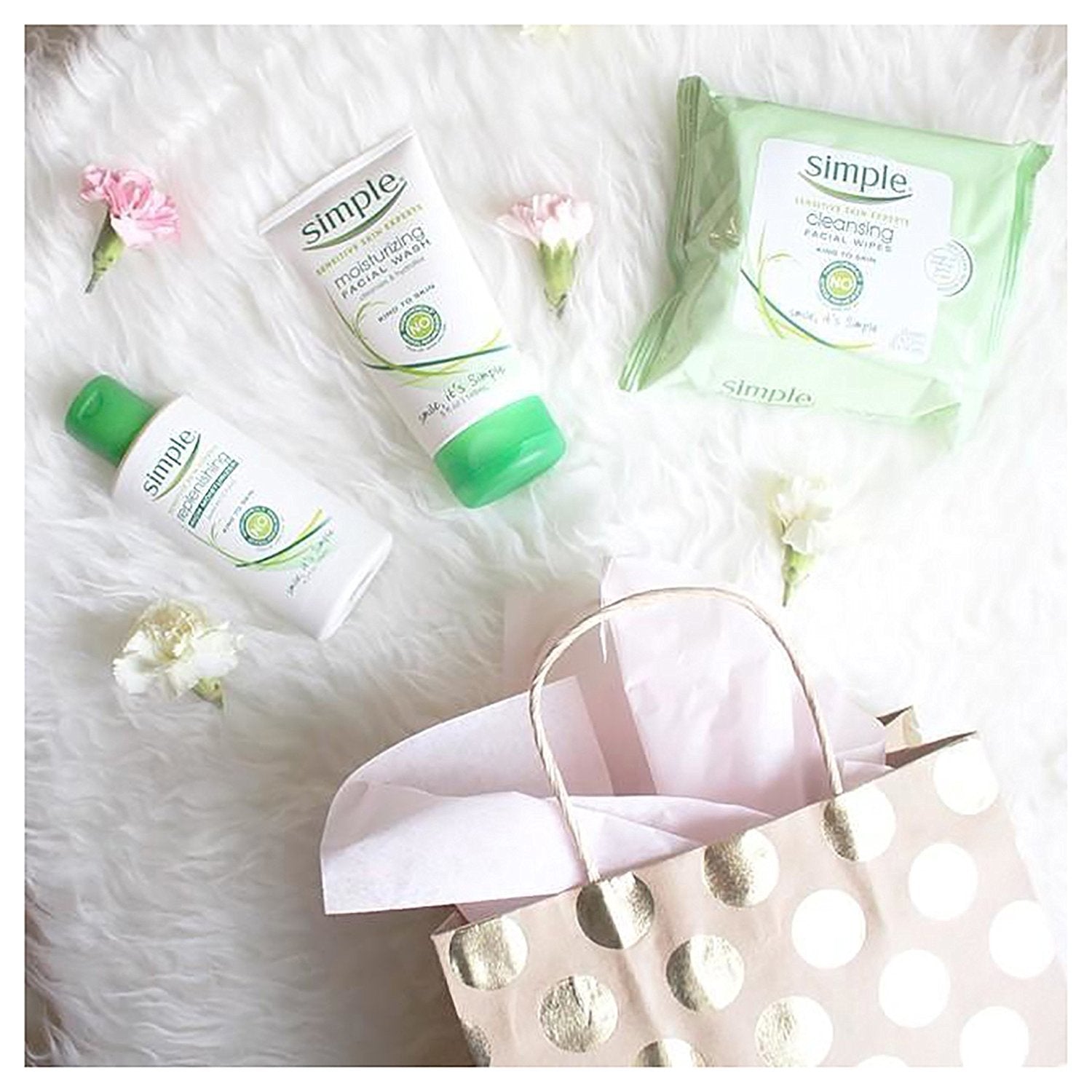 Simple Cleansing Facial Wipes closeup texture for gentle cleansing and hydration