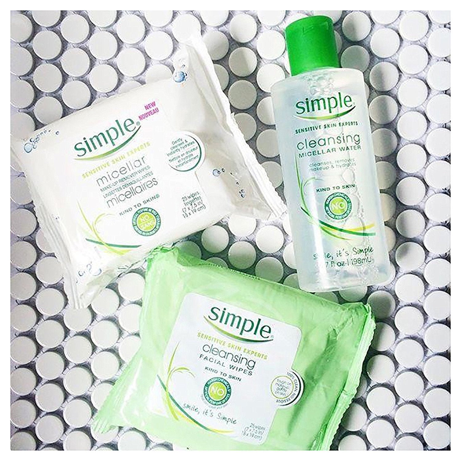 Simple Cleansing Facial Wipes Twin Pack back view showing packaging and contents
