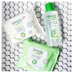 Simple Cleansing Facial Wipes Twin Pack back view showing packaging and contents