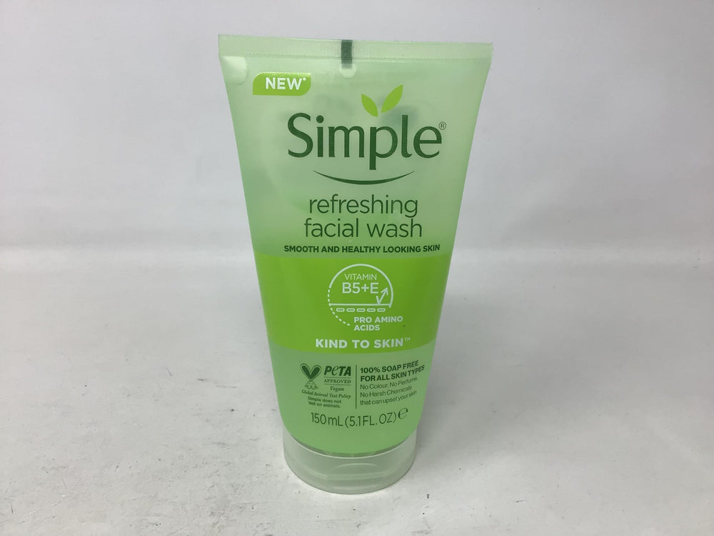 Simple facial gel wash application on hands highlights soap-free formula.