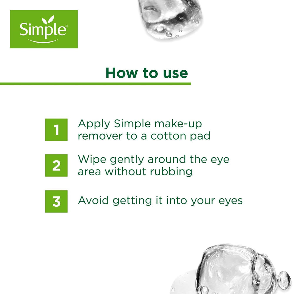 Simple Kind To Eyes sensitive-eyes safety emphasizes irritation-free makeup removal.