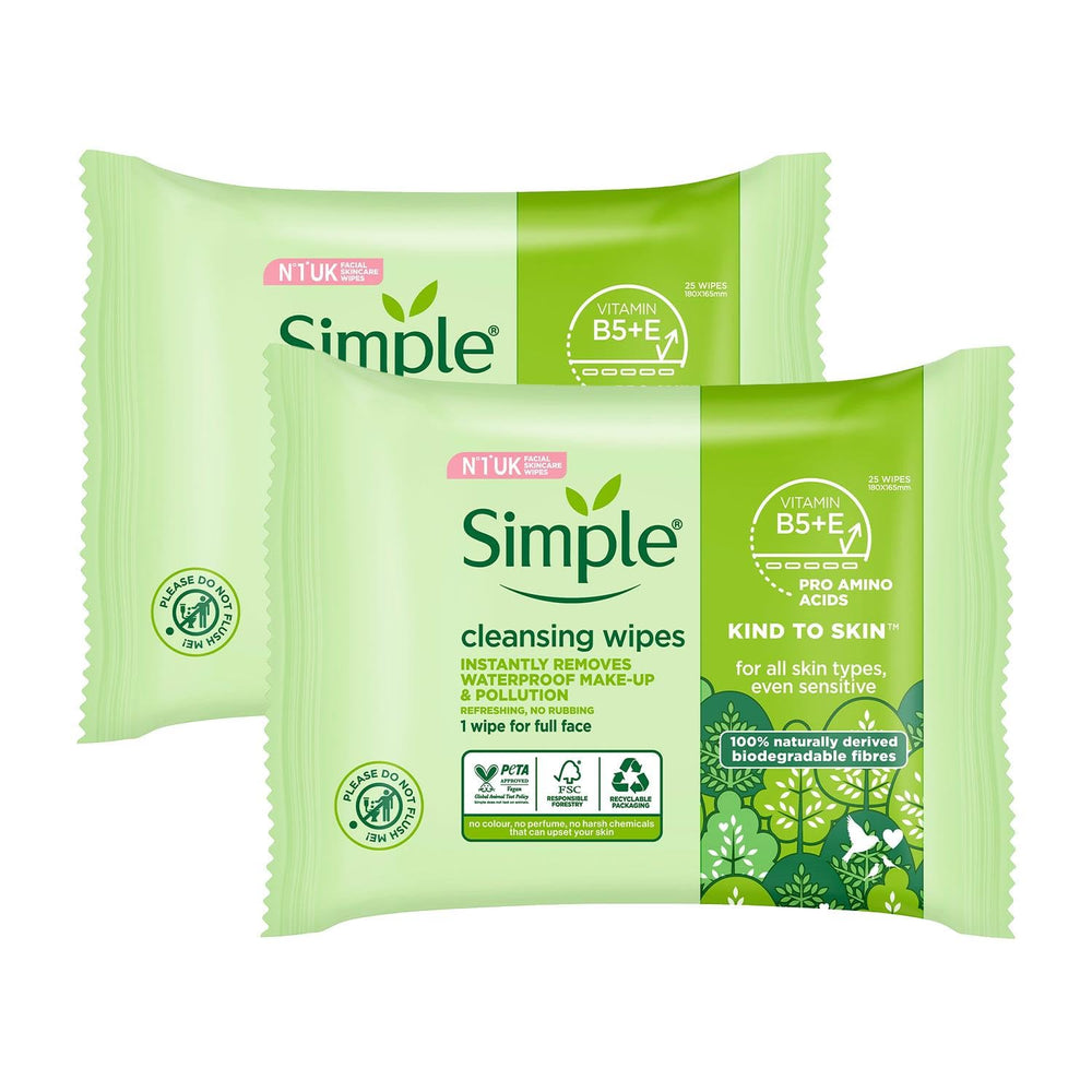 Simple Kind To Skin cleansing wipes pack for quick refresh