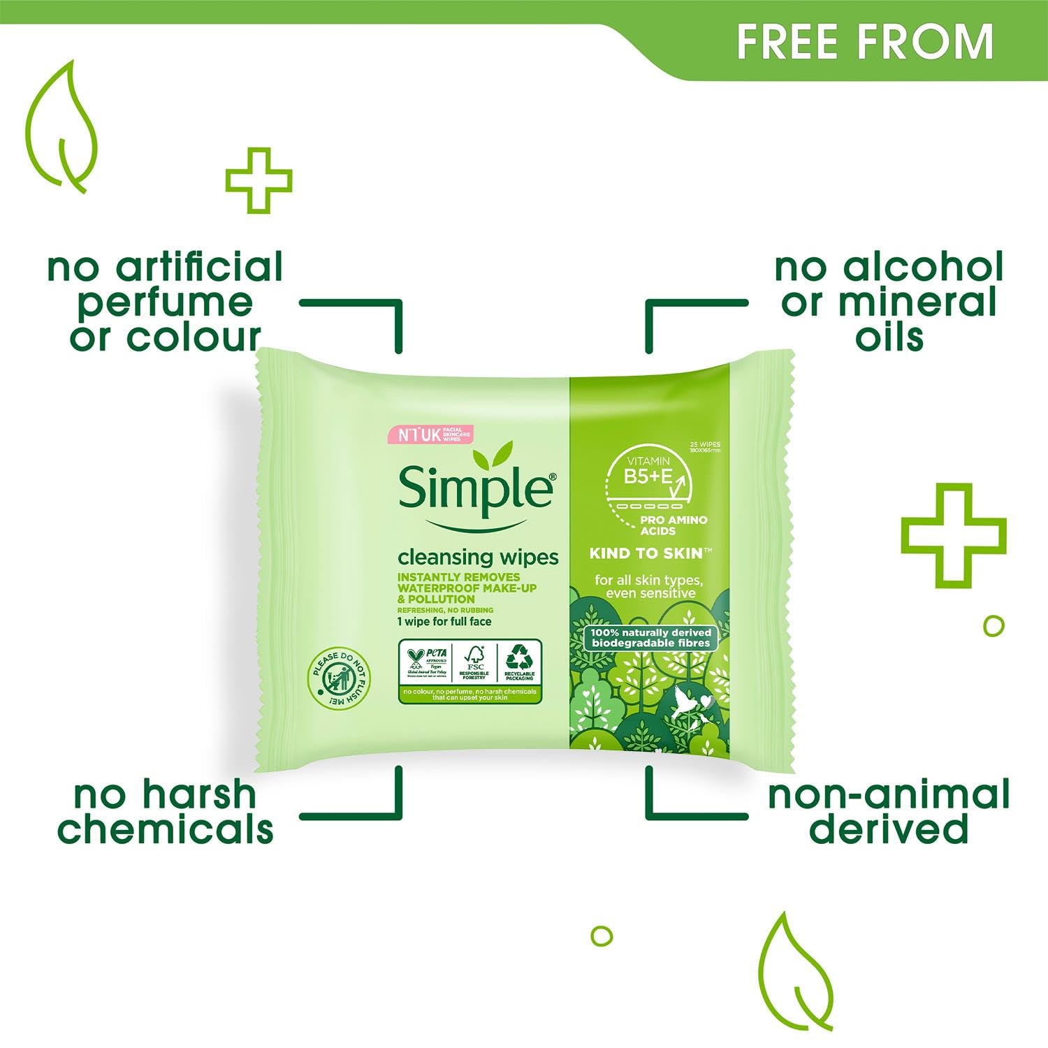 Simple Kind To Skin wipes pack front view