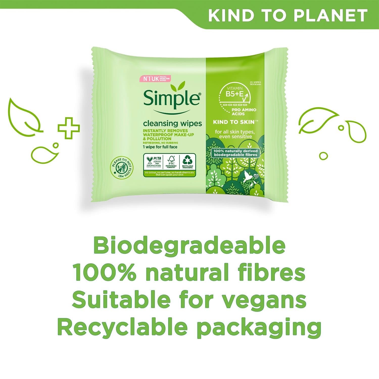 Simple Kind To Skin wipes pack interior shows 25-count