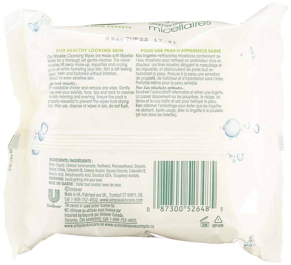 Simple Micellar Wipes on-the-go illustrating quick cleansing and portability