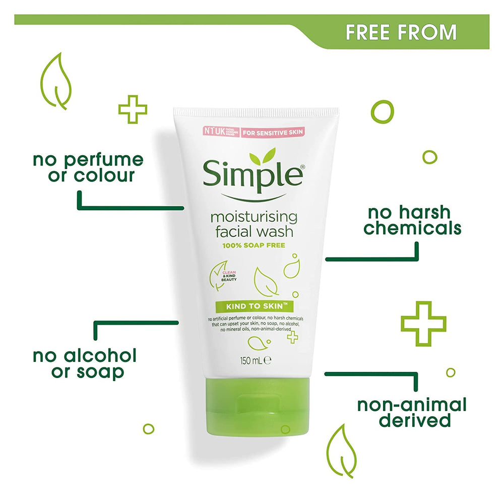 Simple Moisturizing Face Wash bundle packaging—value four-pack for routines.