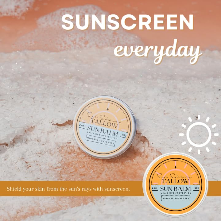 Simple Sophistication Tallow Sun Balm application showing easy rub-in texture for sensitive skin